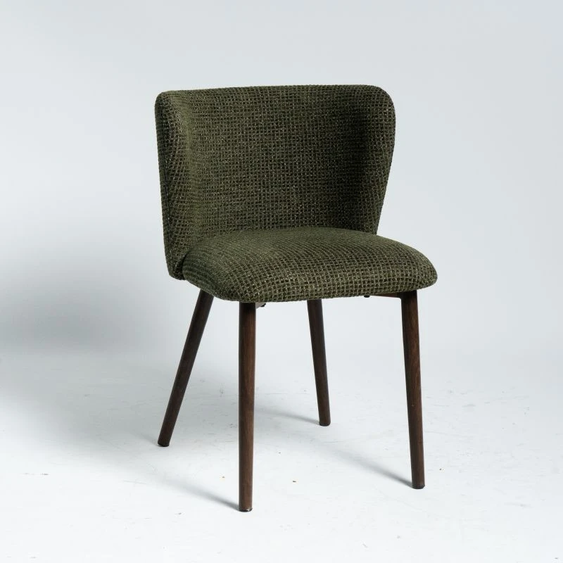 Retro Green Dining Chair na may Heat Transfer Round Frame